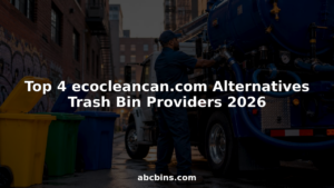 Technician preparing eco-friendly trash bin cleaning truck