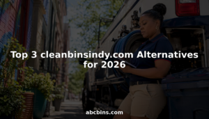 Property manager inspecting eco bin cleaning truck outdoors