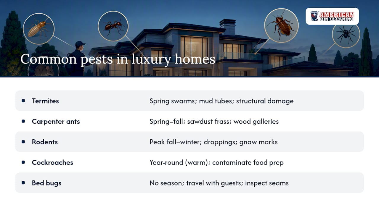 What pests are most common in U.S. luxury homes? — overview diagram