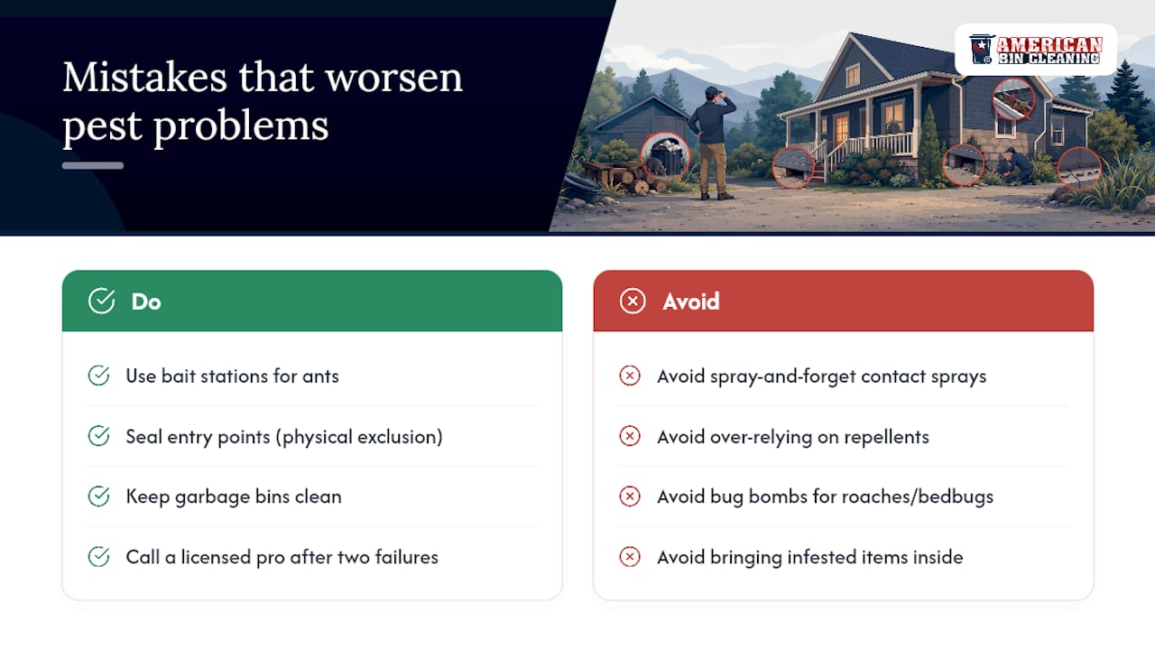 Common mistakes that make pest problems worse — overview diagram