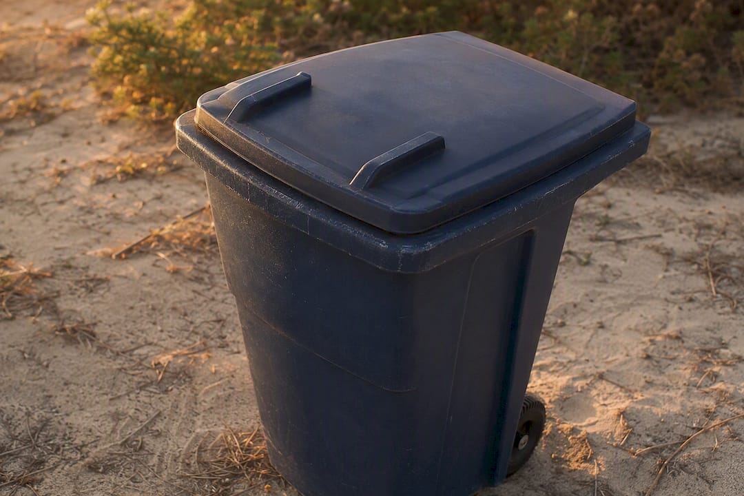 Close-up of durable garbage can lid