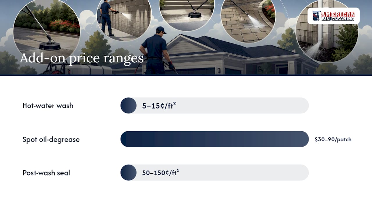 Comparison of concrete washing add-on costs